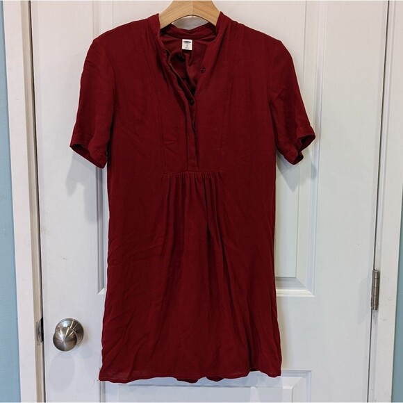 Old Navy dark red cranberry burgundy pleated bump friendly tunic shirt size xs - Picture 2 of 6